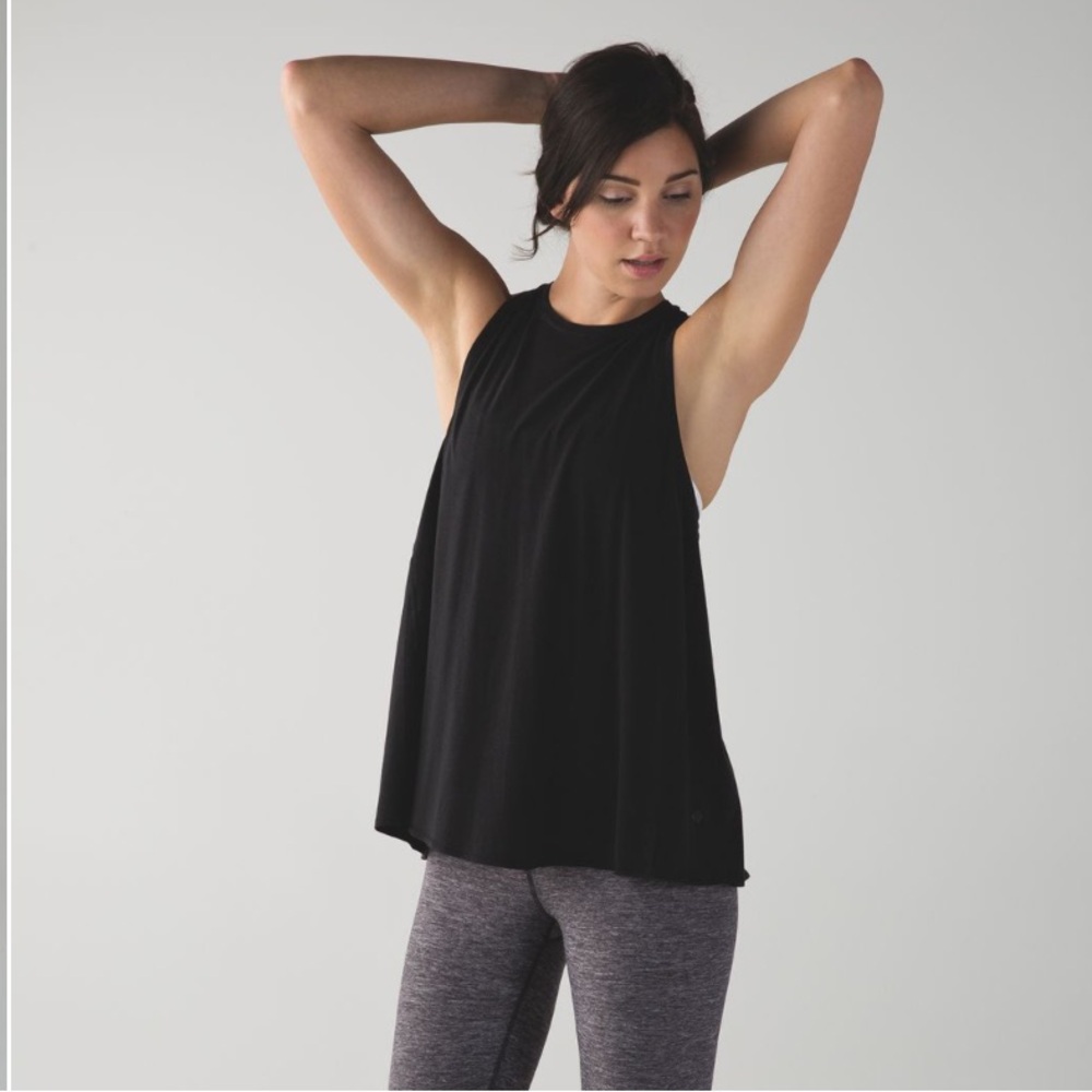 Lululemon all tied up tank - soft black workout tank - split back